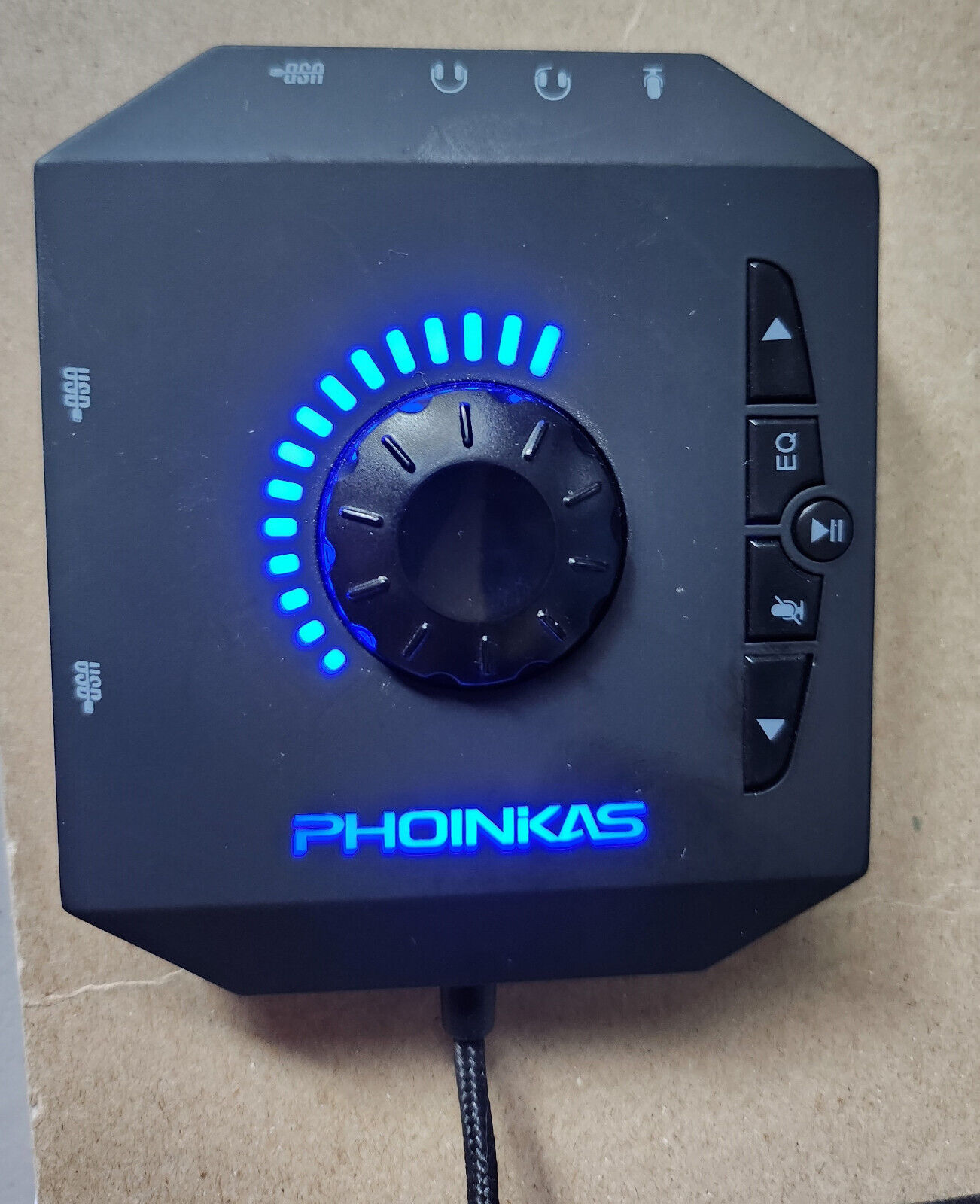 PHOINIKAS USB External Sound Card HUB T-10, Black Audio Adapterwith Six Ports