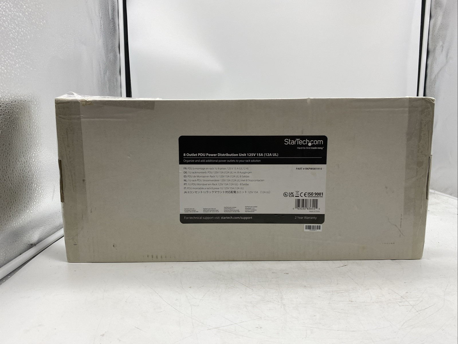 StarTech Power Distribution Unit 125V RKPW081915 19in 1U Rackmount 8 Outlet PDU