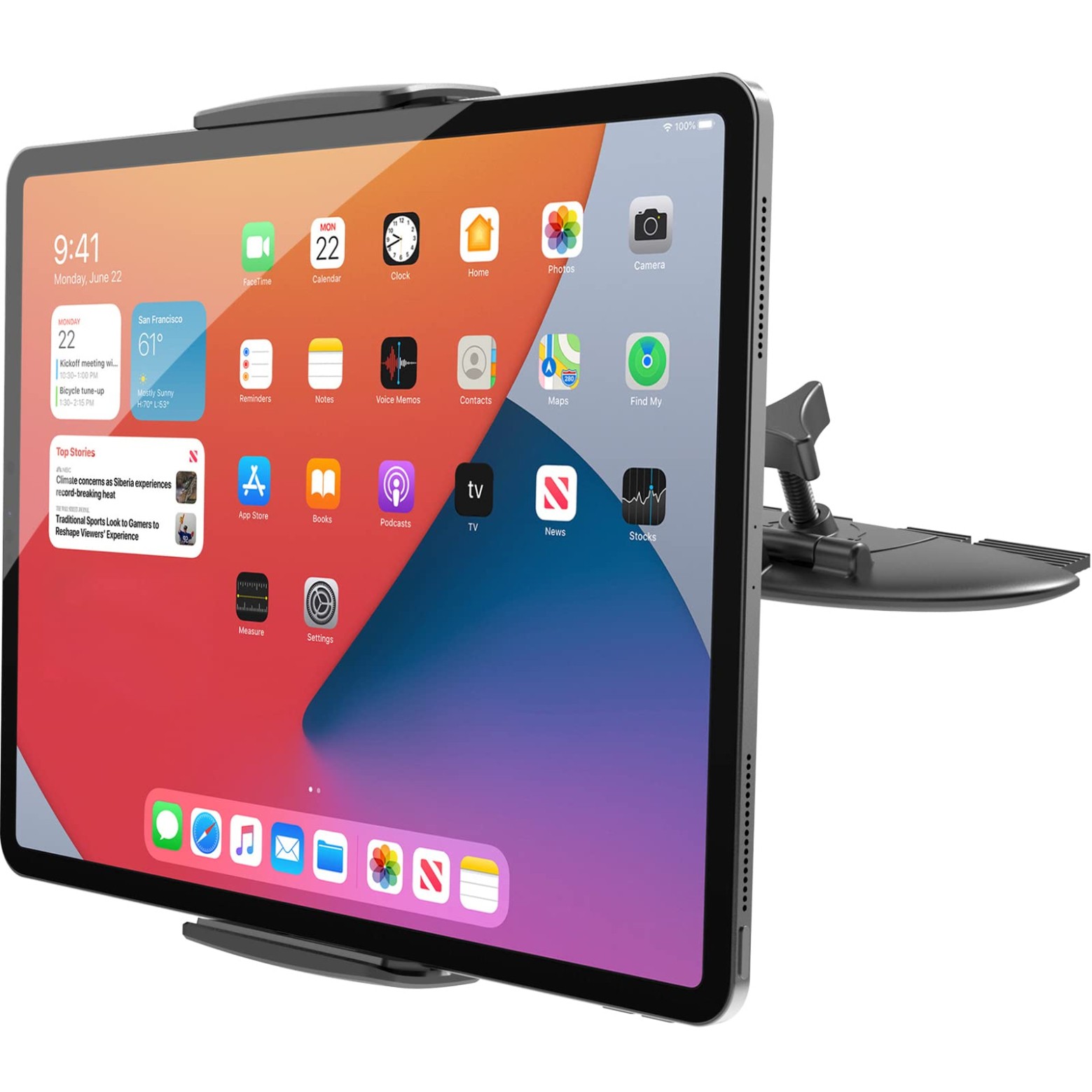 APPS2Car for Sturdy iPad Holder for Car CD Slot Tablet Mount, 2-in-1 Universal 4