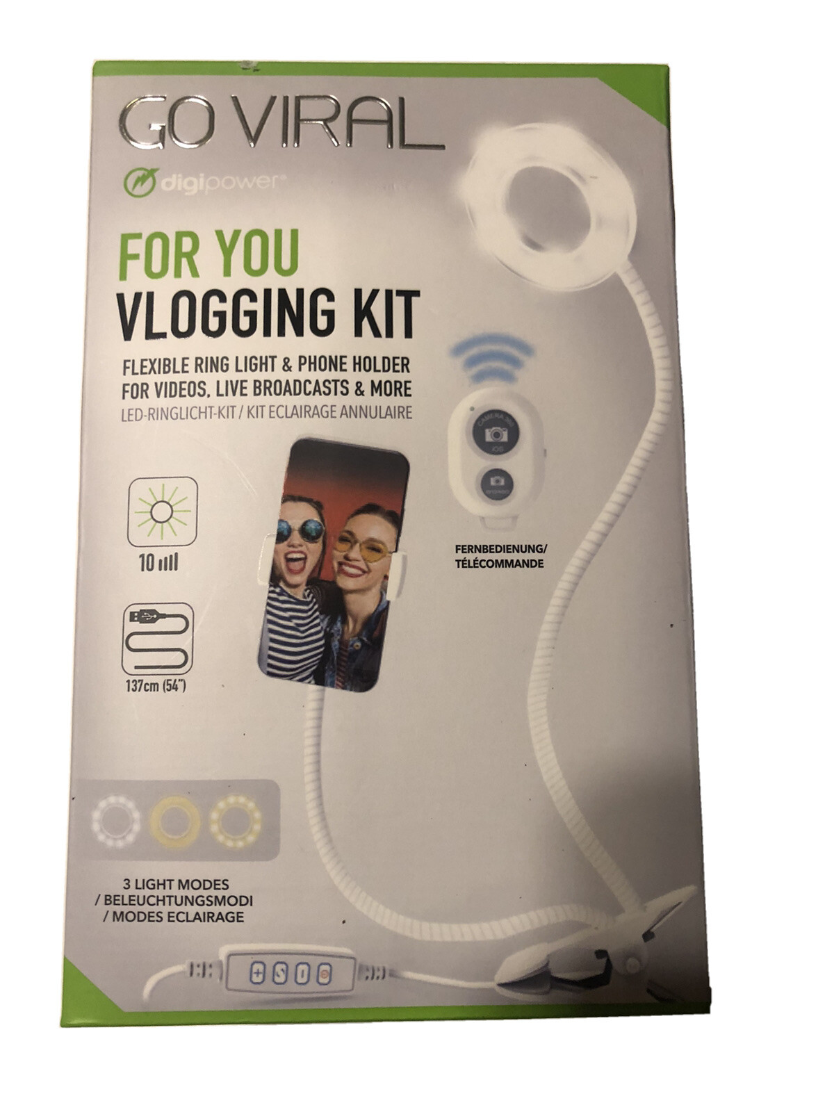 DigiPower Go Viral For You Vlogging Kit DP-VLR3 Live Streaming Ring Light- Video