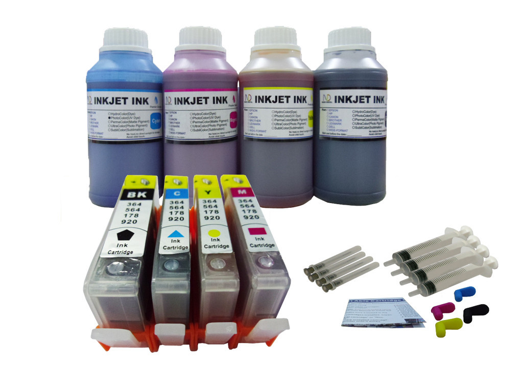 4 Refillable ink cartridge w/chip HP 564 XL for Officejet 4620 4622+4x250ml1P ND