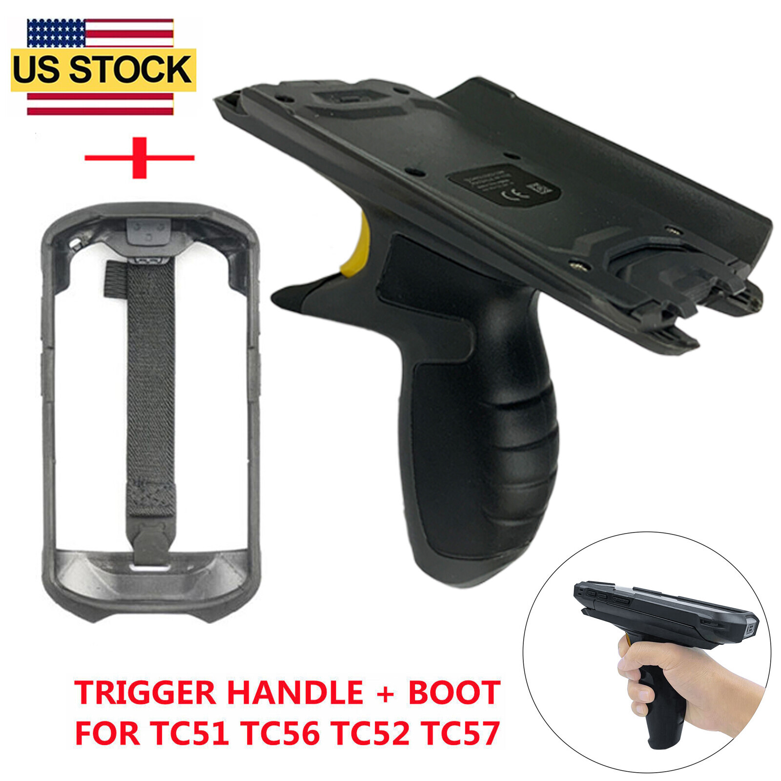 New OEM Trigger Handle + Protective Boot for Zebra TC51,TC52,TC56,TC57 Scanners