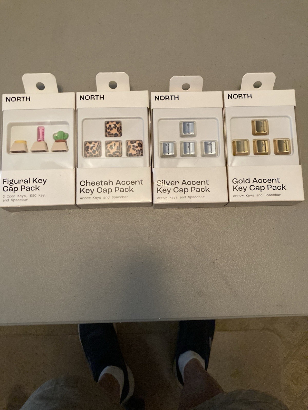 Lot Of 4 New North Key Pack Computer Keyboard Caps: Silver,Gold,Cheetah,Figural