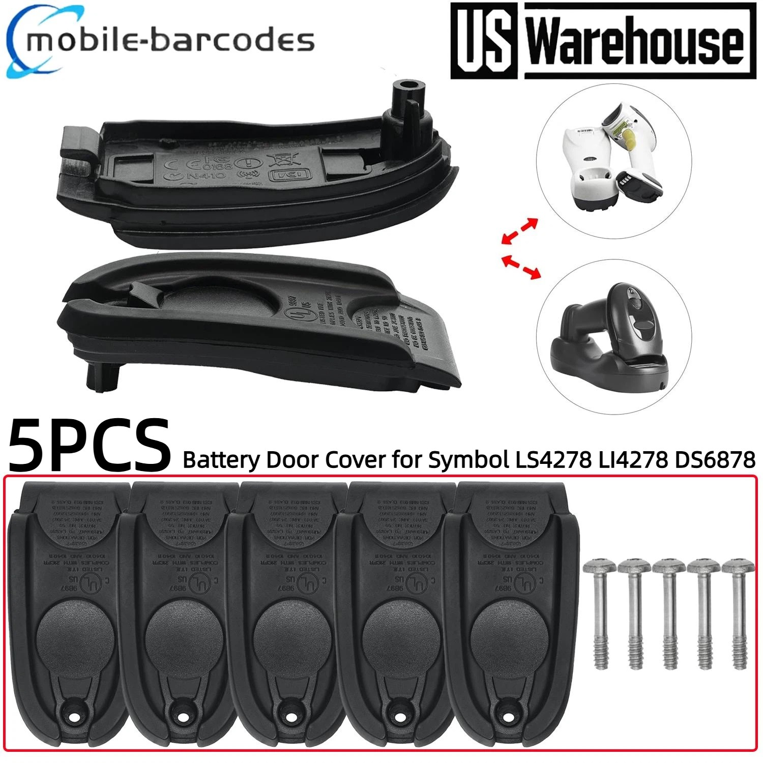 5X New Battery Door Cover with Screw for  Symbol LS4278 LI4278 DS6878