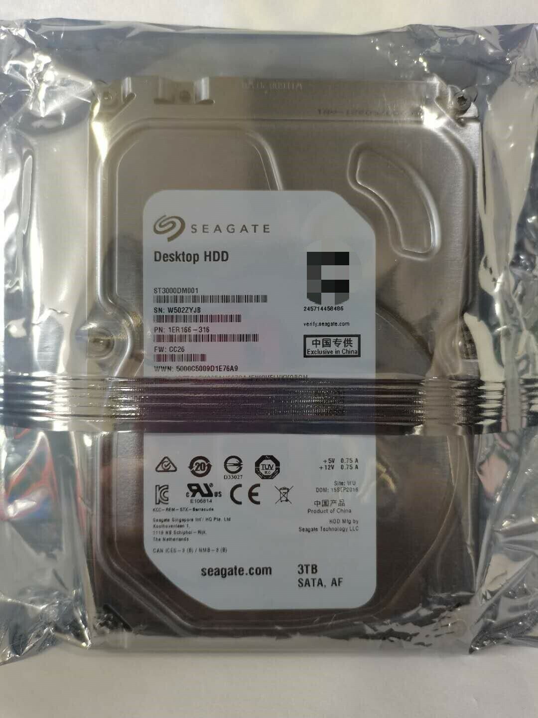 FIT FOR Seagate Barracuda 3TB,Internal,7200 RPM,3.5 inch ST3000DM001 Hard Drive