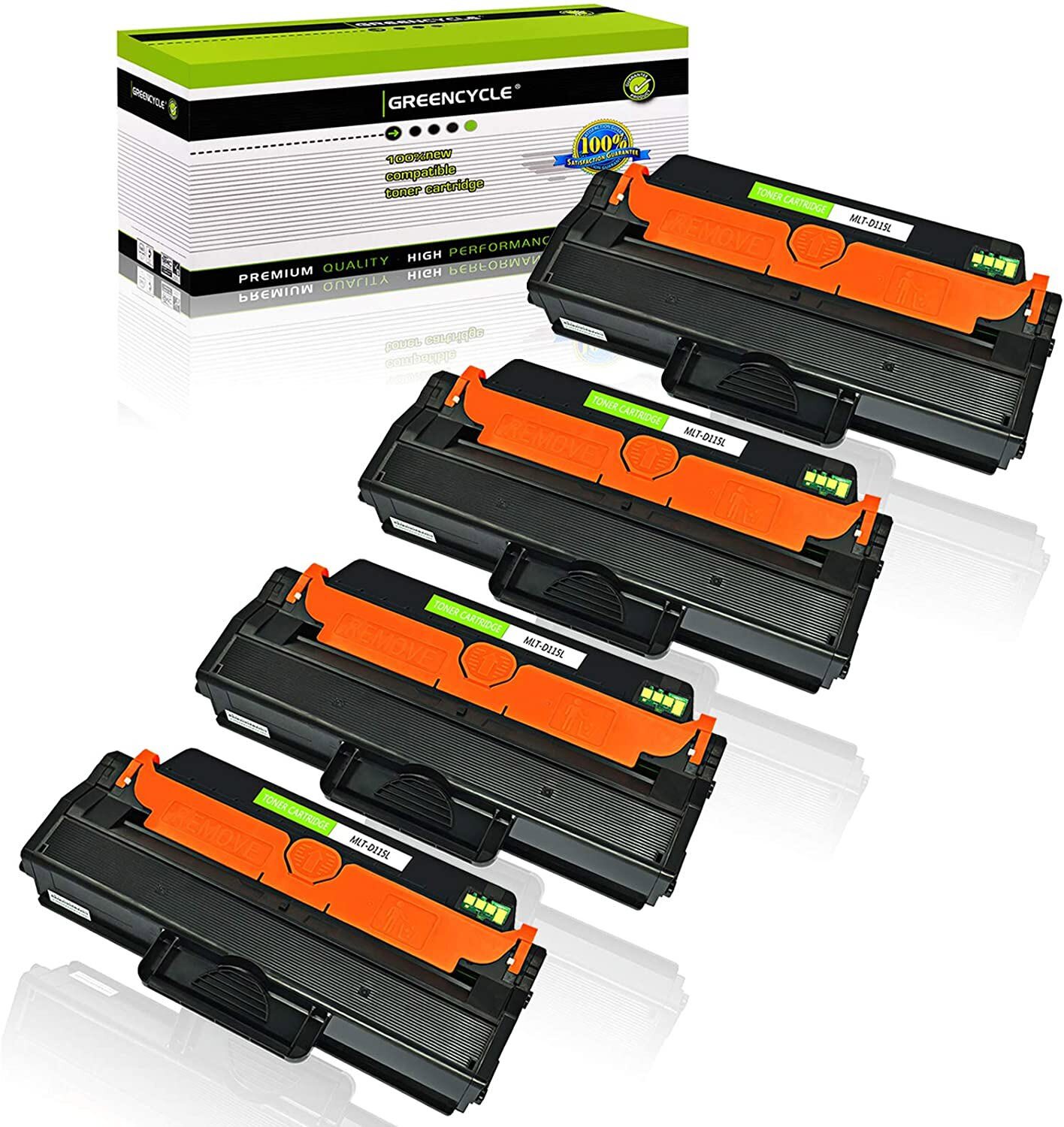GREENCYCLE 4PK MLT-D115L Toner Cartridge Fit for Samsung D115L SL-M2820 SL-M2870