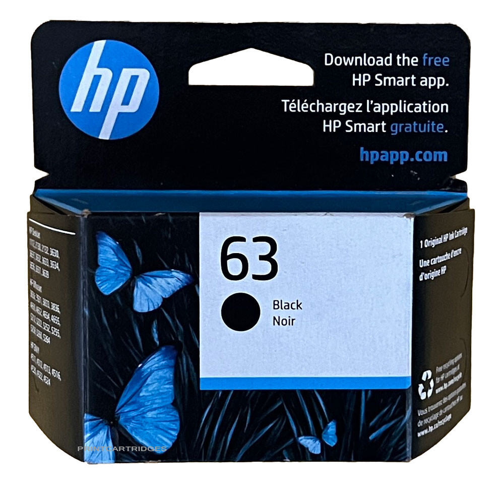 HP 63 Black Ink Cartridge Retail Box Not Expired