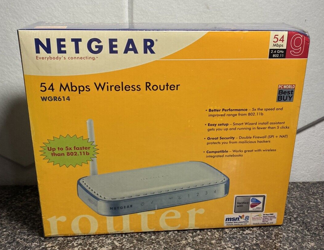 NETGEAR WGR614 54 Mbps 4-Port 10/100 Wireless G Router (WGR614NA) Sealed NEW