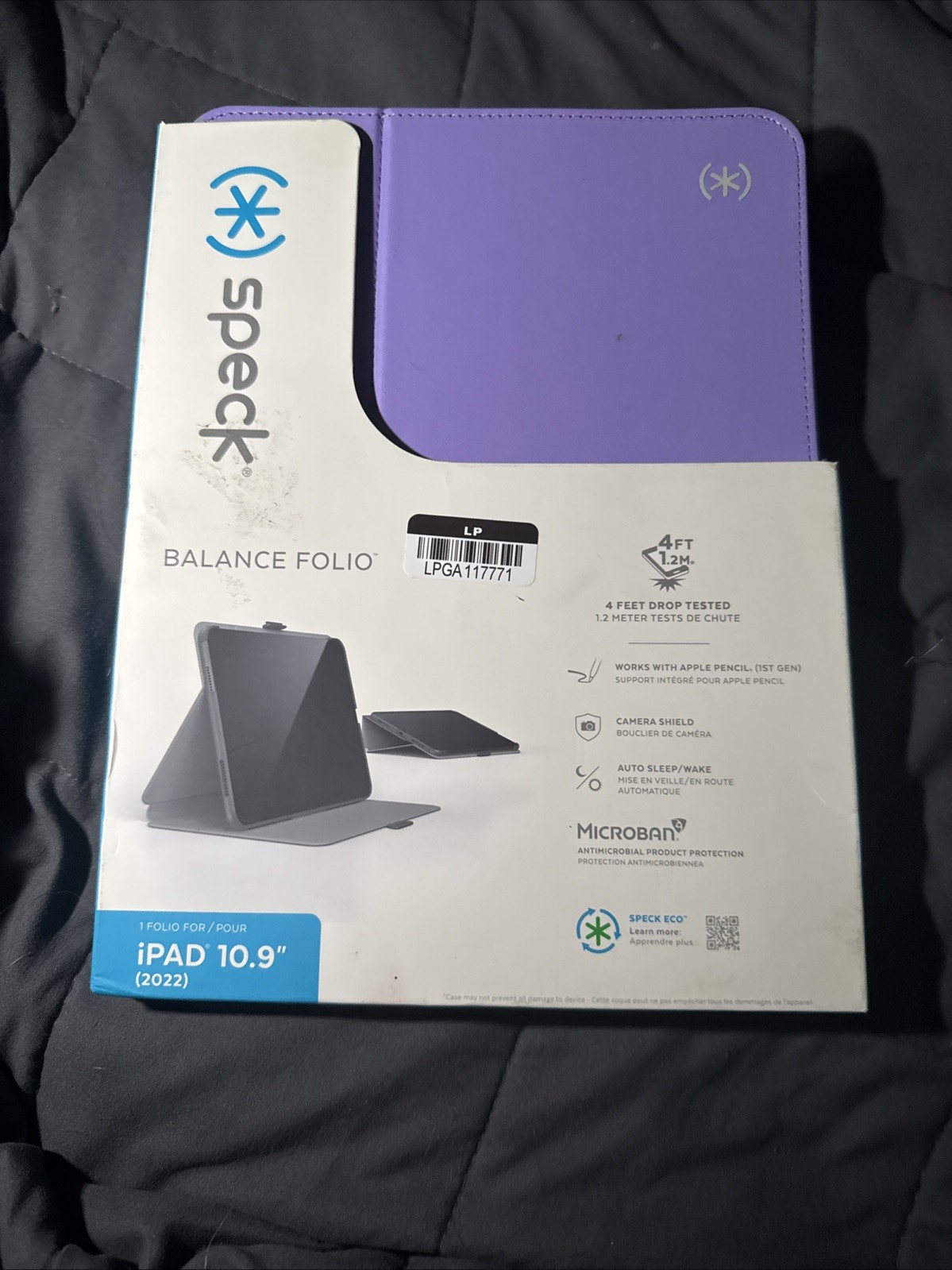 P8. Speck Balance Folio Case for Apple iPad (10.9-inch) - Ube Purple - New