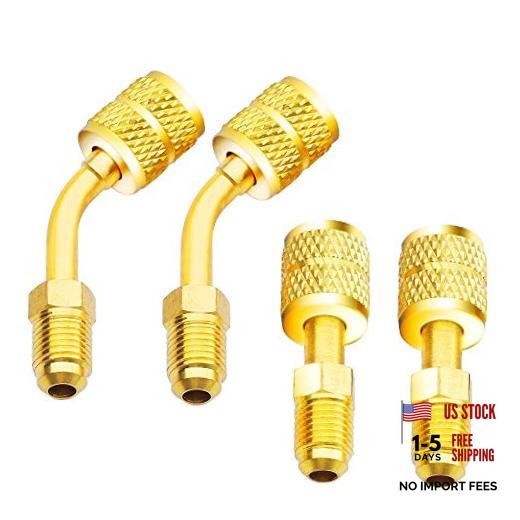 Zoizocp R410A Adapter 5/16" SAE Female to 1/4" SAE Male 2 Straight + 2 Angled