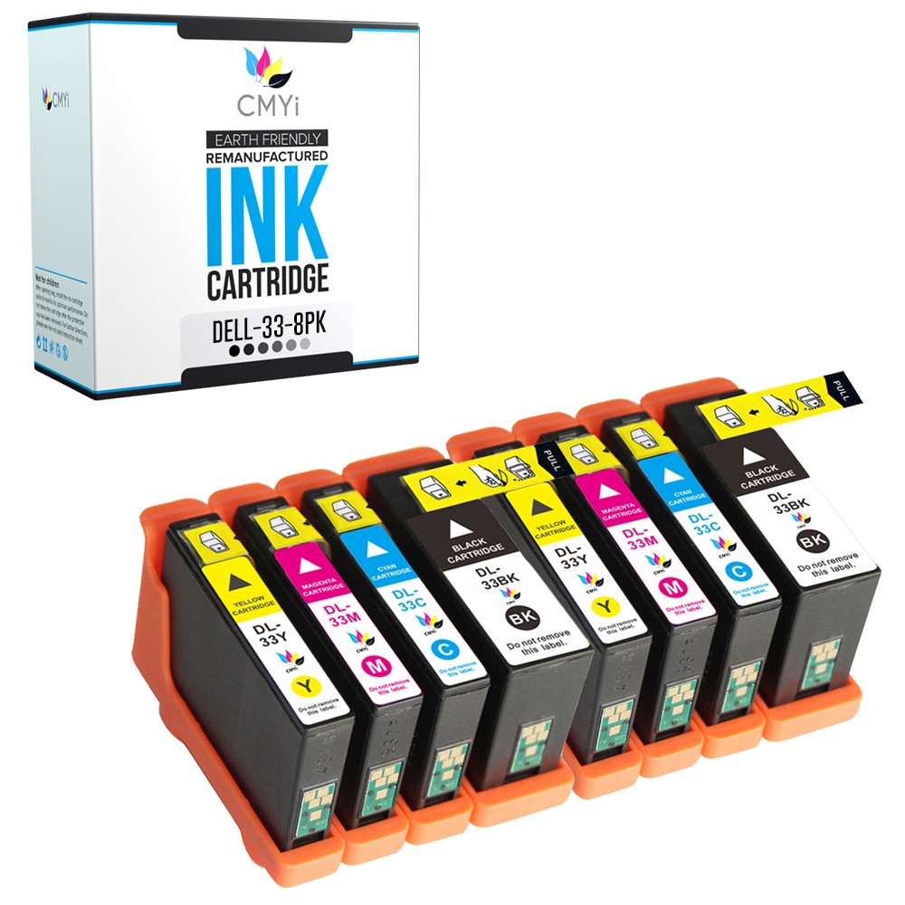 CMYi 8PK Compatible Series 33 Ink Cartridge fits Dell V525w and V725w All-In-One