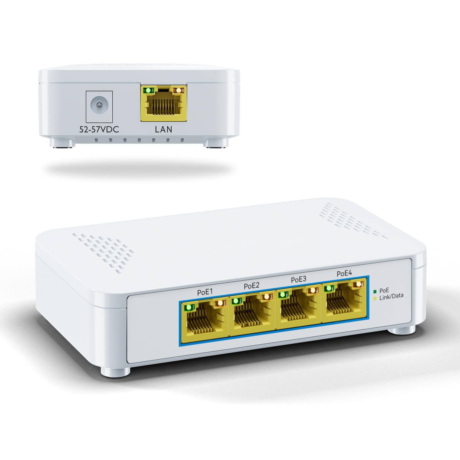 5 Port Gigabit PoE Switch - 4 PoE+ Ports, 60W Total, Plug and Play, Small Des...