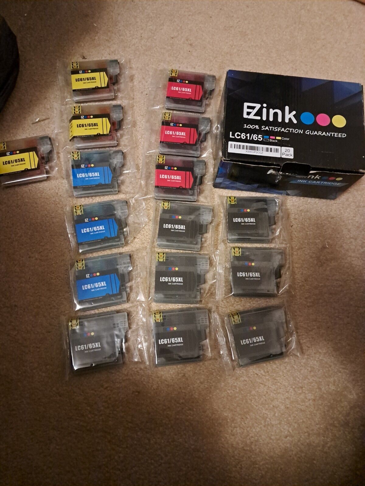 EZ Ink Cartridges LC61/65XL Large Lot of 16 Ezink Ink Refill CARTRIDGES Open Box