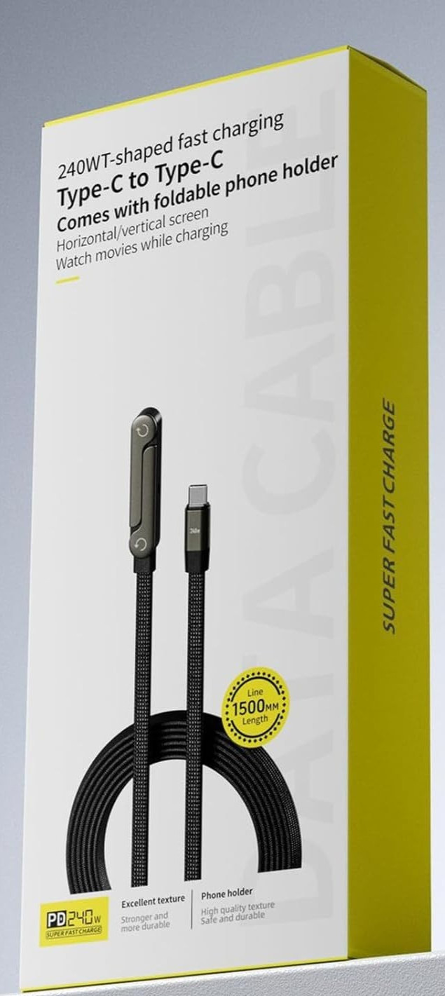 Basemo Invisible Stand Charging Cable 240wt Super Fast Charging 2-in-1