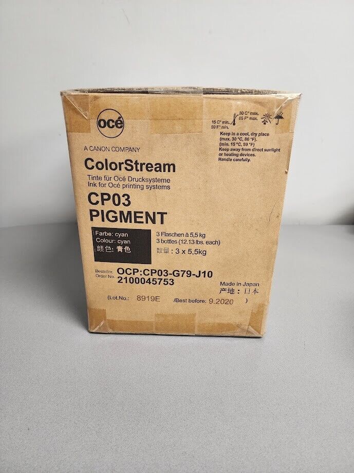 OCE COLORSTREAM PIGMENT INK CYAN 2100045753 CP03 EXP 09/20