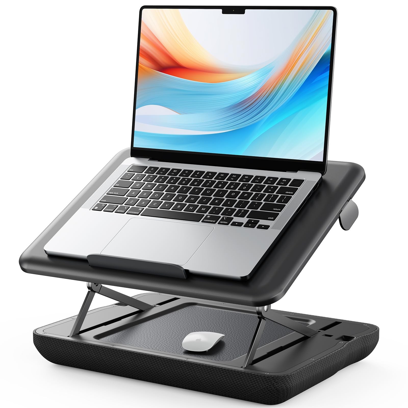 SAIJI Adjustable Lap Desk with Cushion, Foldable Laptop Stand, Black