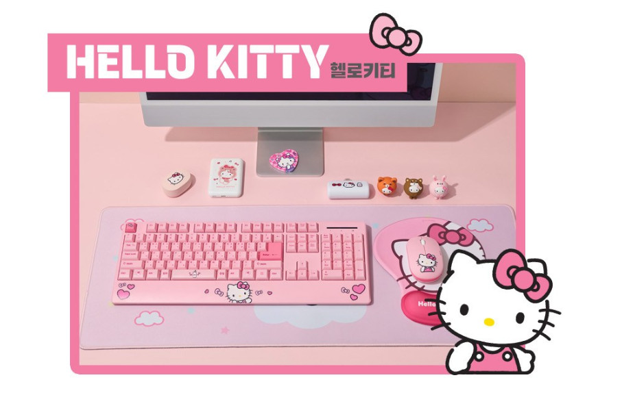 Sanrio Wireless Keyboard & Mouse Set w/ Palm Rest Hello Kitty Kuromi My Melody