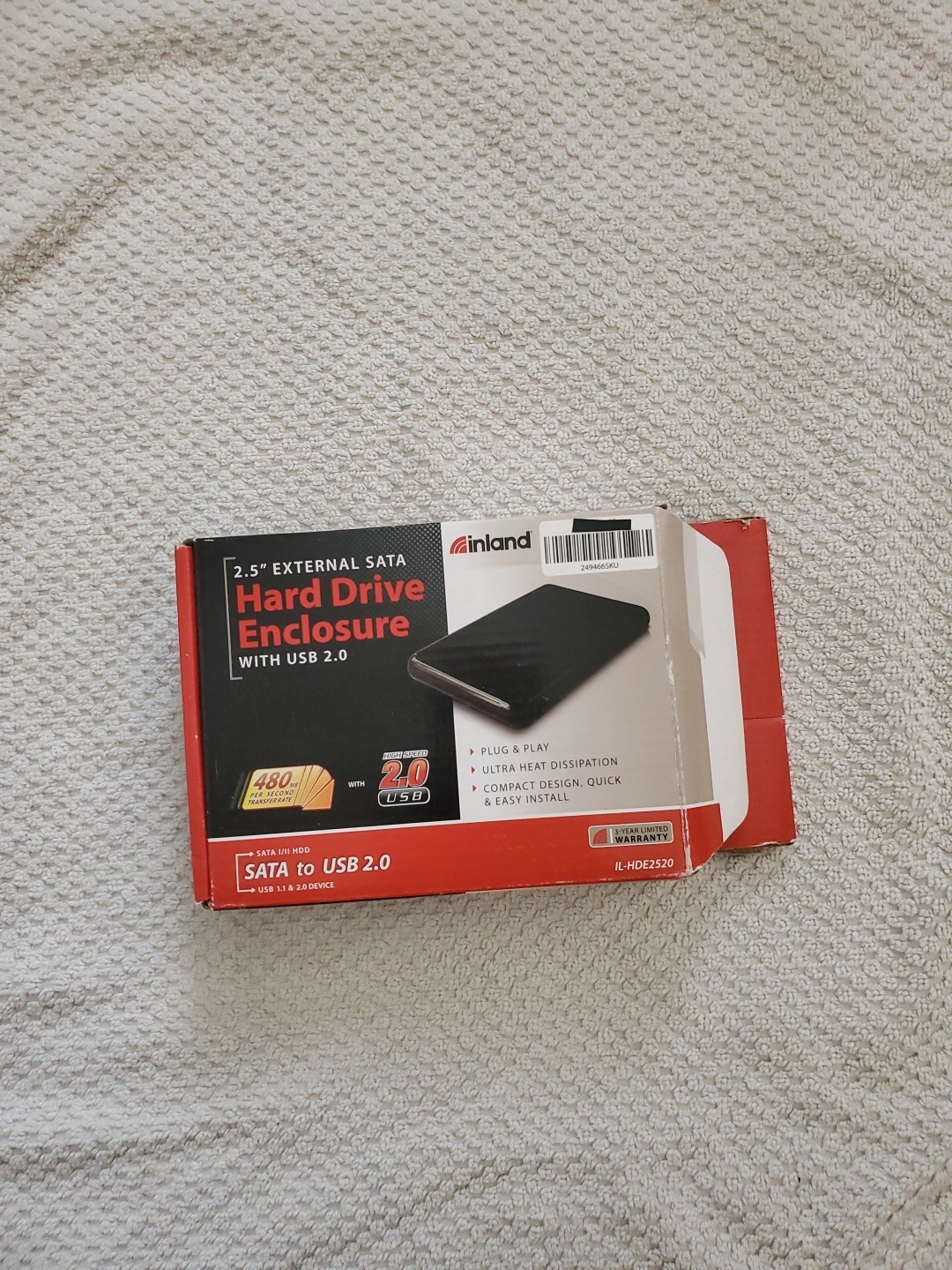 inlan 2.5" External SATA Hard Drive Enclosure with USB 2.0 cable (USED).