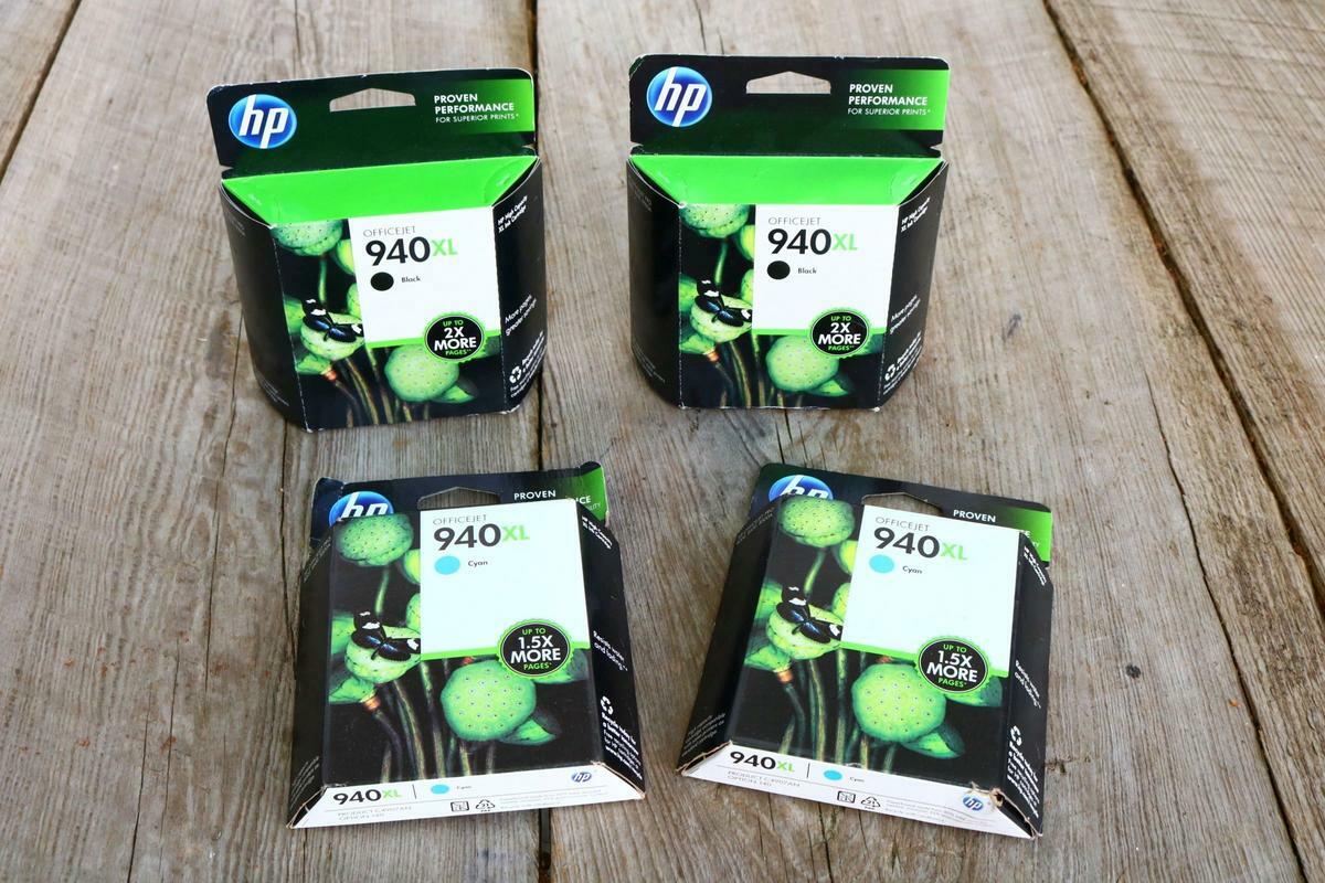 Lot 4 Inkjet Cartridges Ink Carts 940XL 940 xl BLACK (2) CYAN (2) box ZI