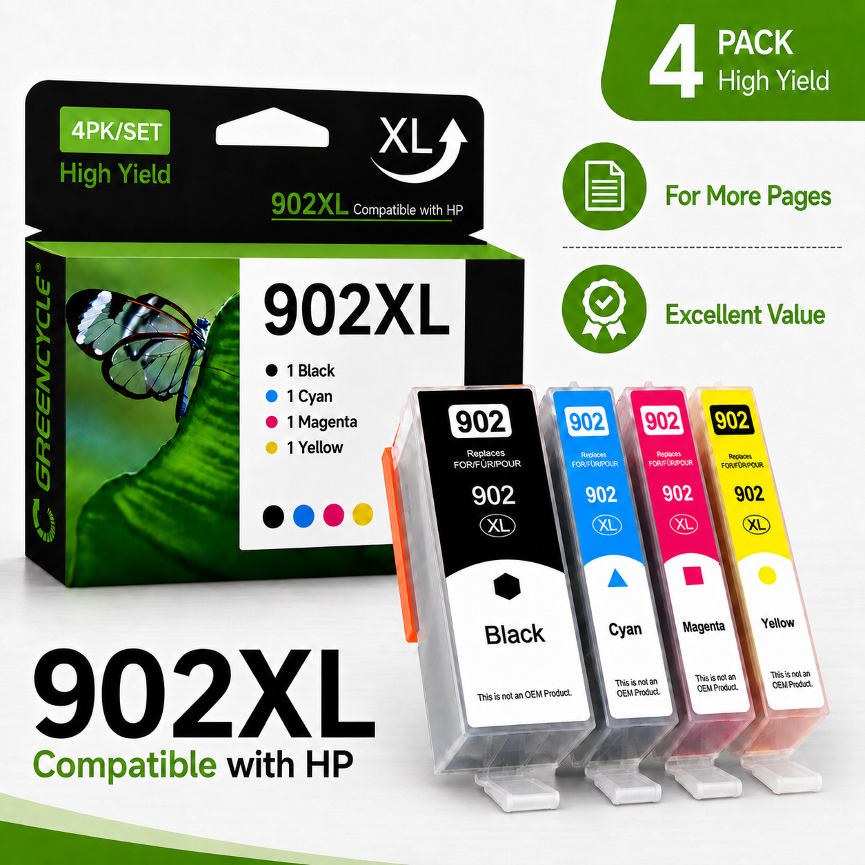 HP 902XL Color Printer Ink Replacement for HP OfficeJet 6978 6970 6968 6962
