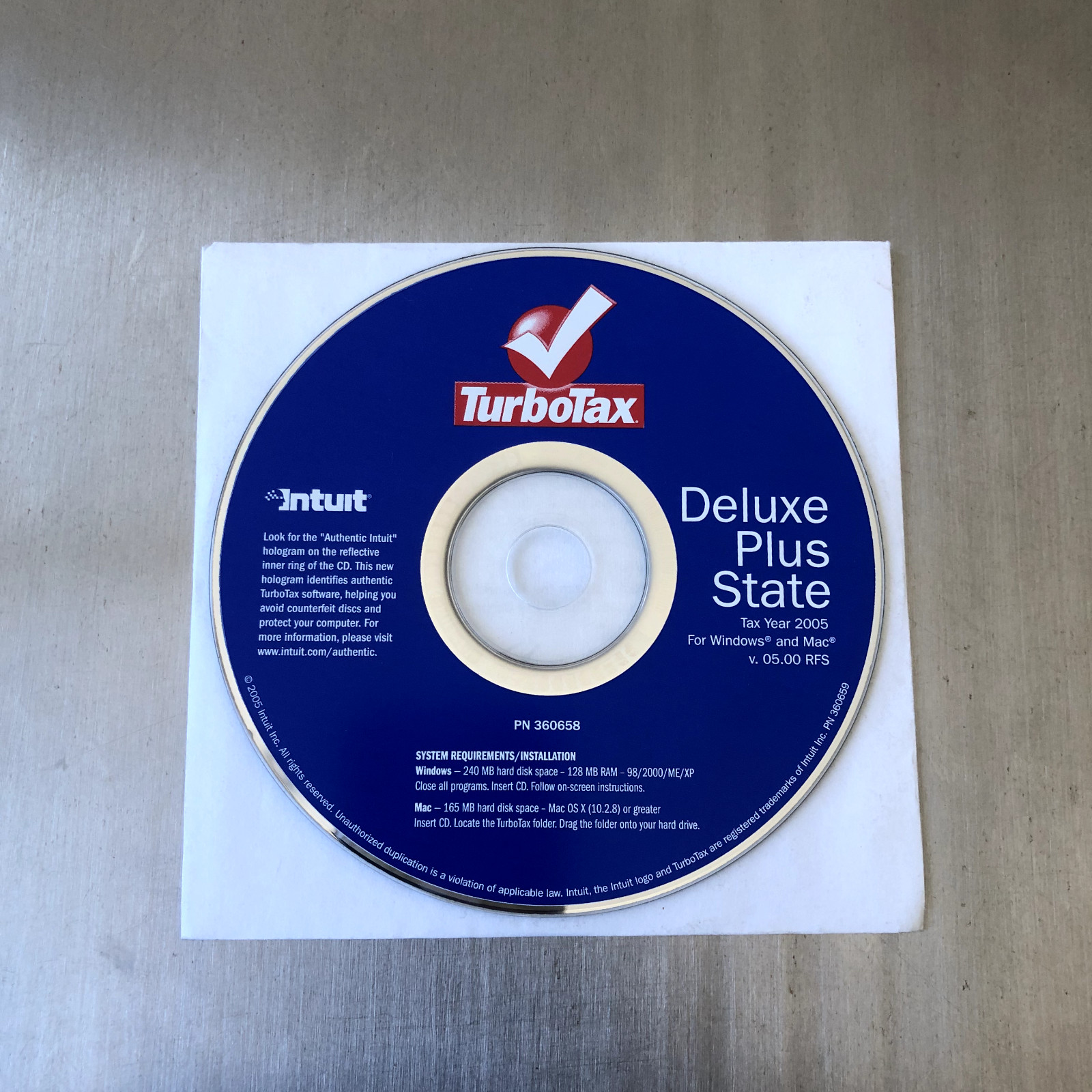 Intuit TurboTax Deluxe Plus State Tax Year 2005 WINDOWS & MAC