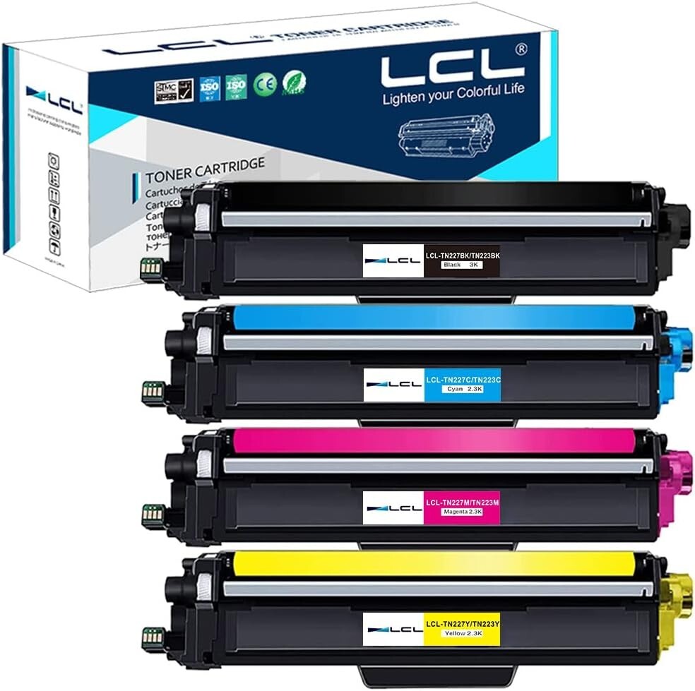 LCL Compatible Toner Cartridge Replacement for Brother TN227 - 4 pack BCMY