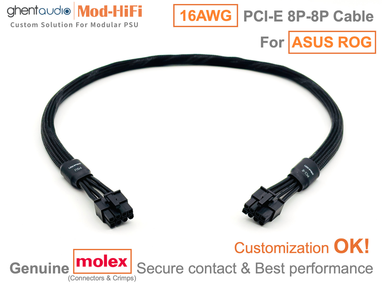 ⚡️16AWG PCI-E GPU 8P Cable for ASUS ROG THOR Titanium II 1600W -📏70cm/27 inch