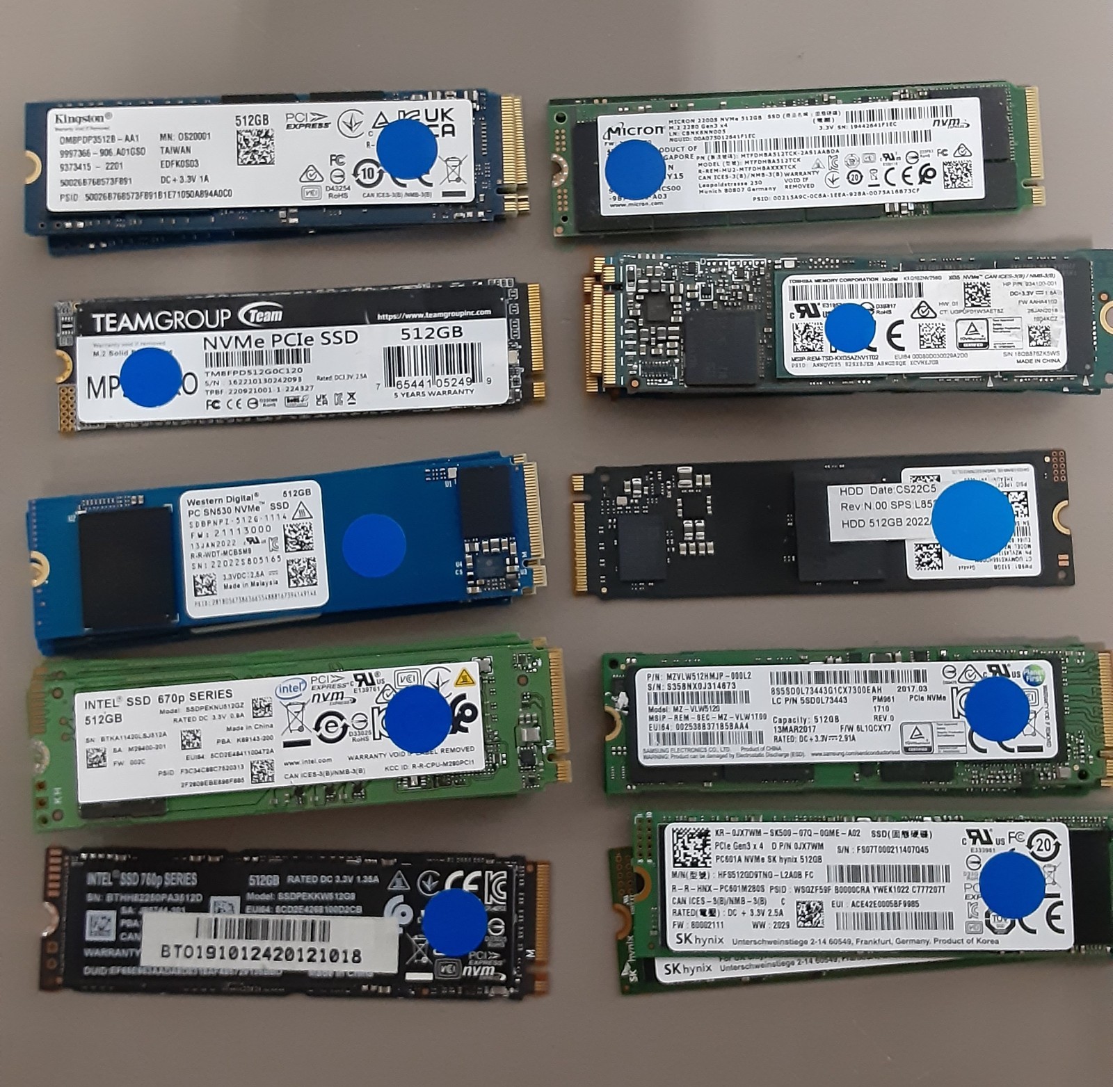 *LOT OF 28* Mixed Brand 512GB 2280 NVMe M.2 SSDs | See Photo
