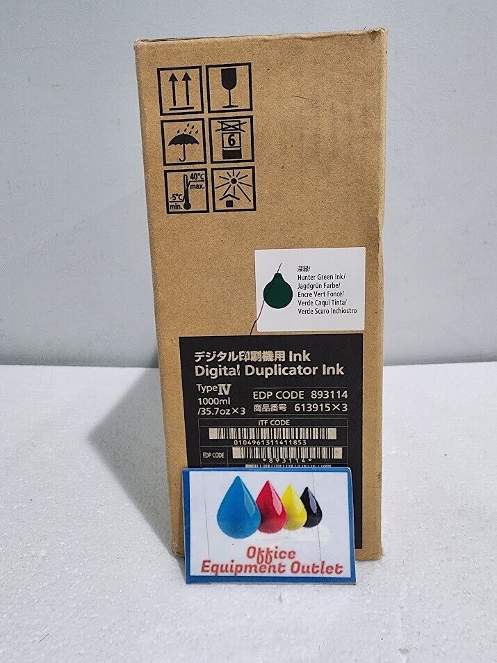 coh Type IV Hunter Green Ink Type IV 893114 box of 3 1,000ml for JP 5000 New
