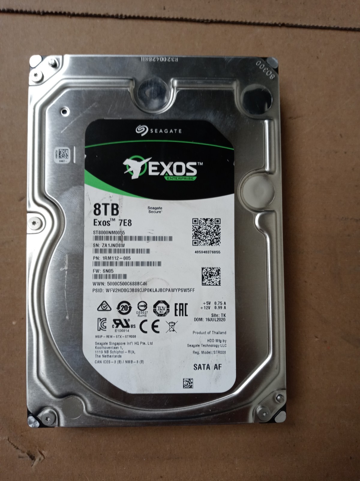Seagate Exos 7E8 8TB SATA 6Gb/s 7.2K 3.5 HDD ST8000NM0055 For Parts AS IS