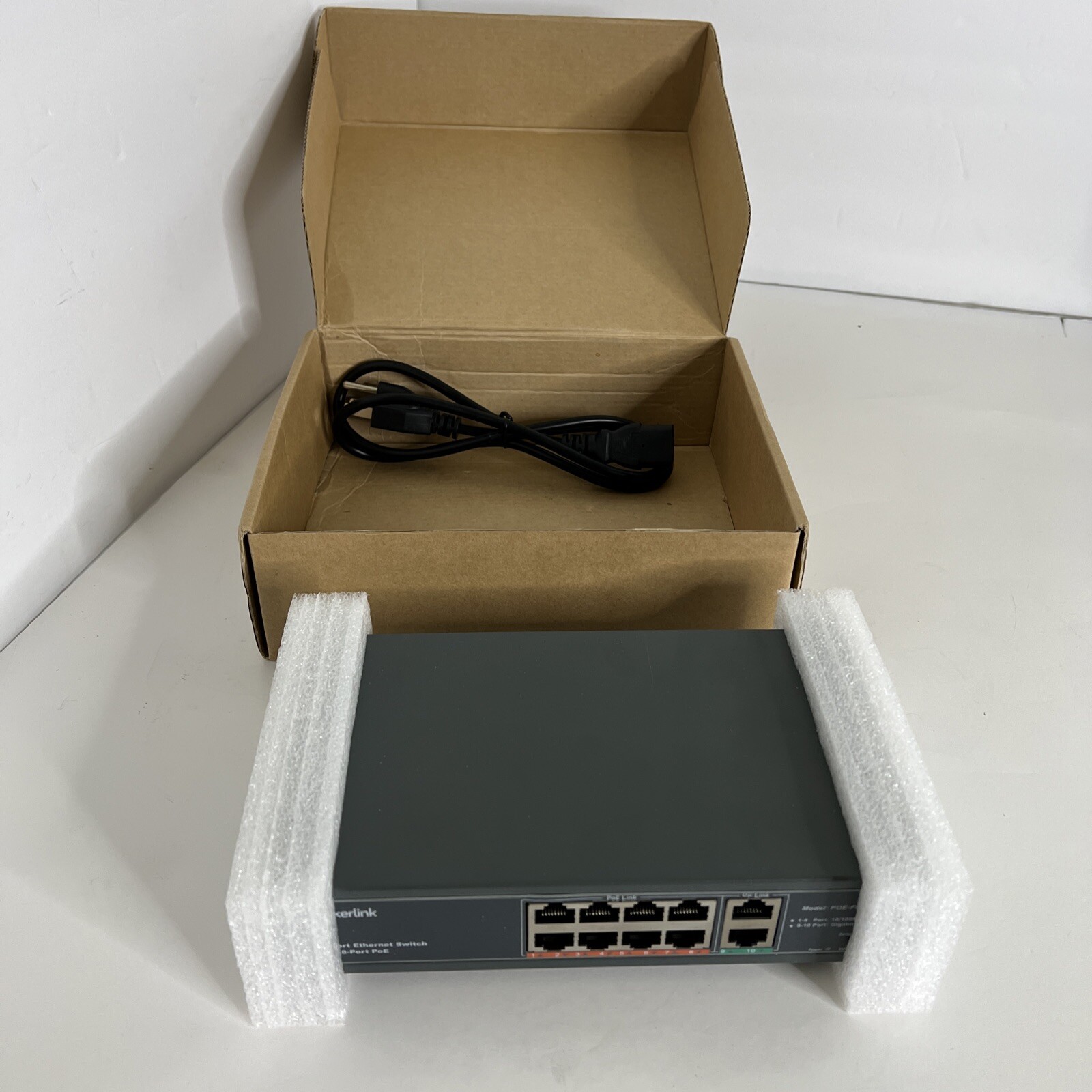 MokerLink POE-F082GD 10 Port Ethernet Switch w/ 8 Port PoE, 2 Gigabit Uplink