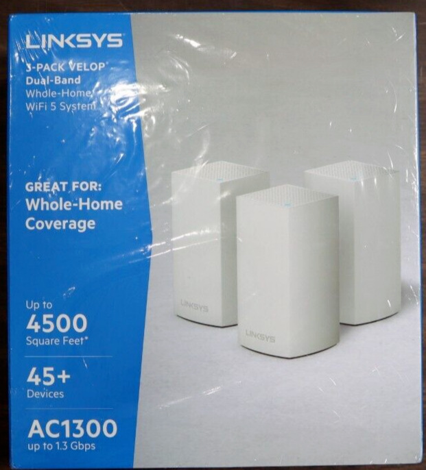 Linksys Velop 3-Piece Dual-Band Whole-Home Wi-Fi System White WHW0103 (3 Pack)
