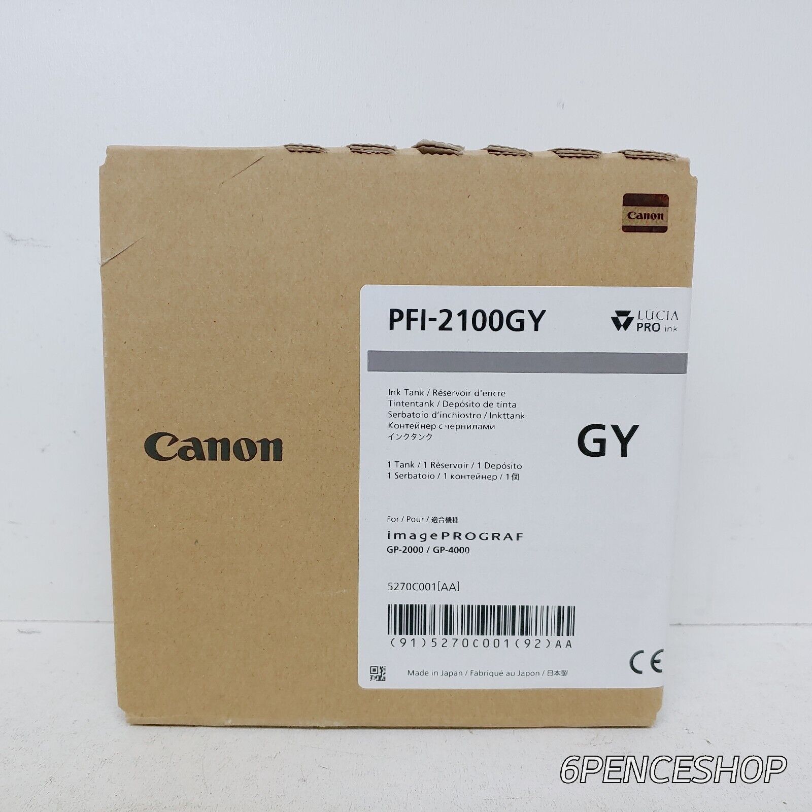 Exp 10/2023 *Imperfect Box* Canon® PFI-2100GY Gray Ink Cartridge 160ml