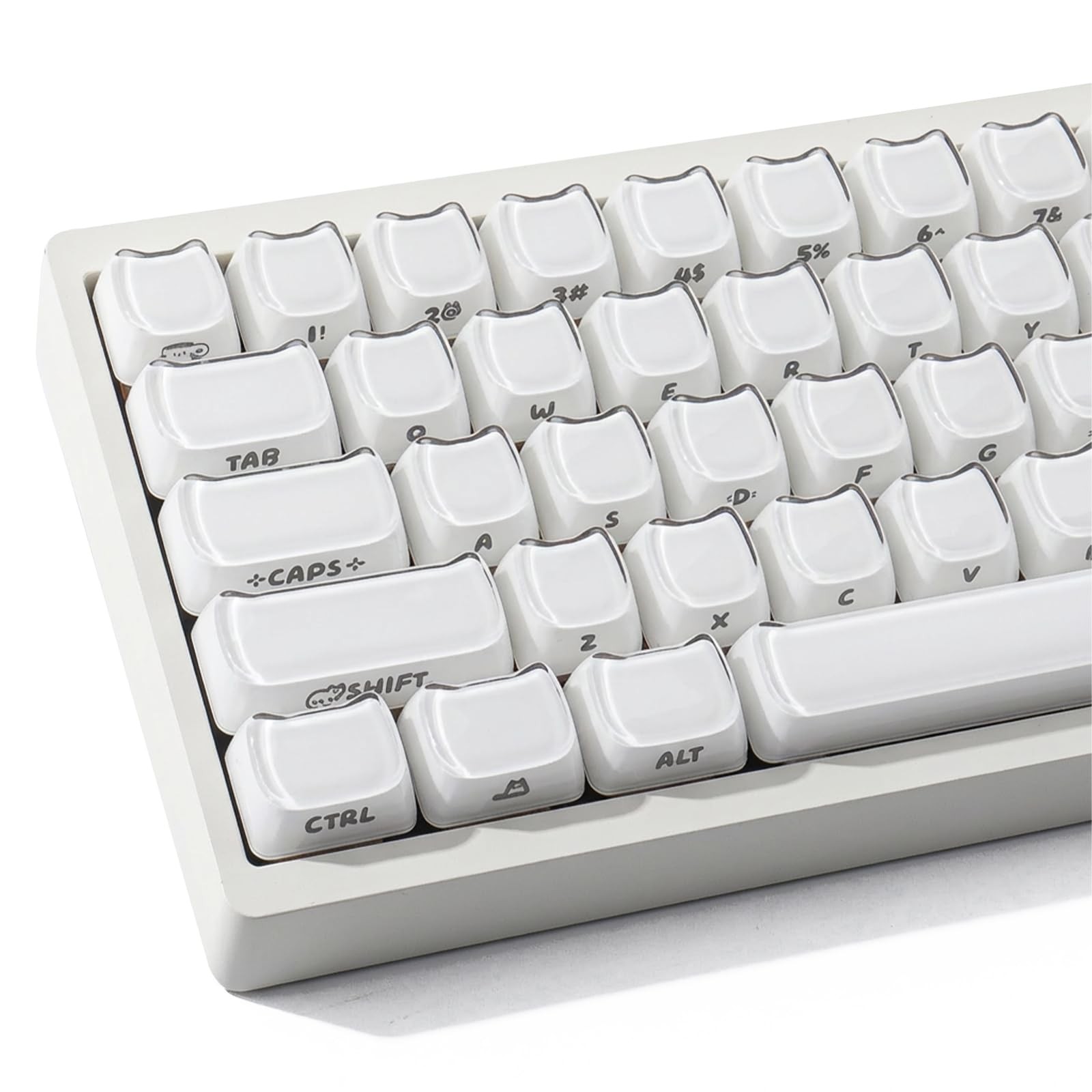 119 Keys Crystal Jelly Cat Shape Translucent White Mao Profile Keycaps MX