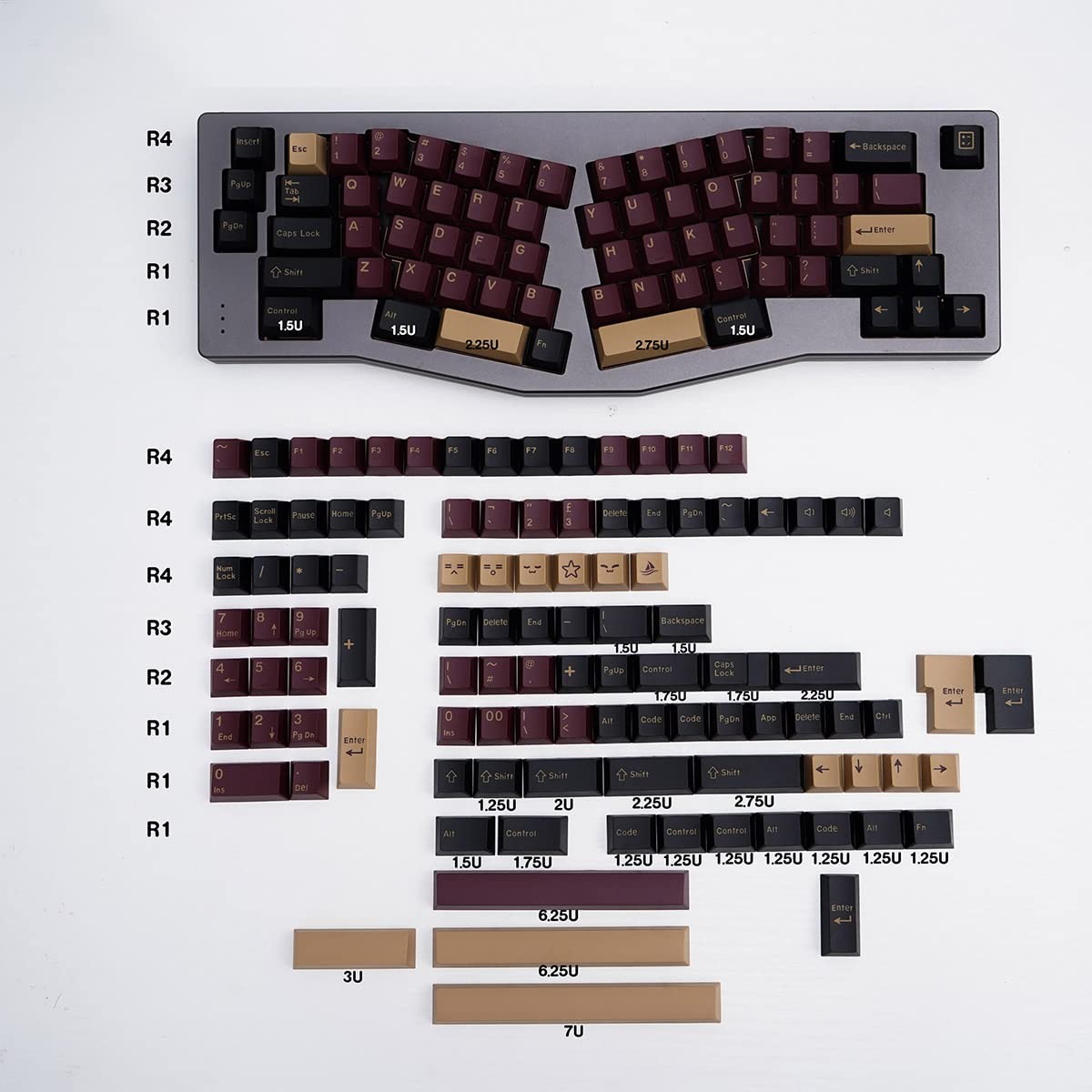 Red Samurai Keycaps Set 173 Keys Cherry Profile Doubleshot Custom Keycaps for...