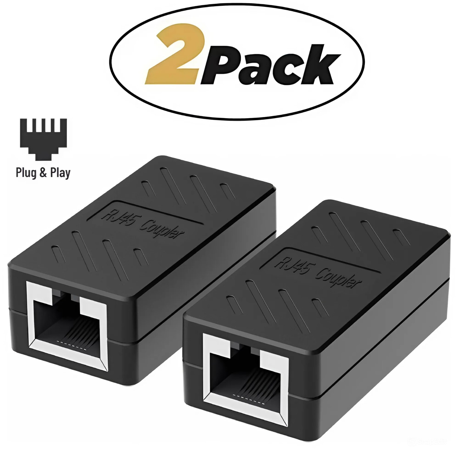 2X RJ45 Inline Coupler for Cat7 Cat6 Cat5e Cat5 Ethernet Cable Extender Adapter