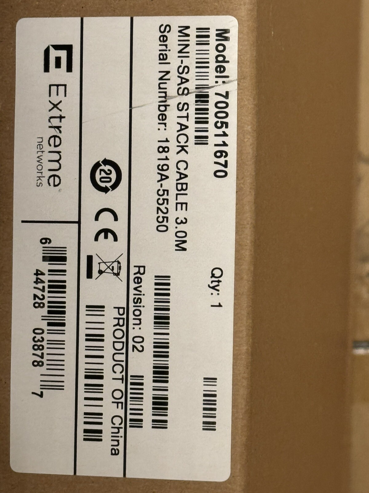 Avaya Extreme Networks ERS 4900 Series 700511670 Mini-SAS Stack Cable 3.0M