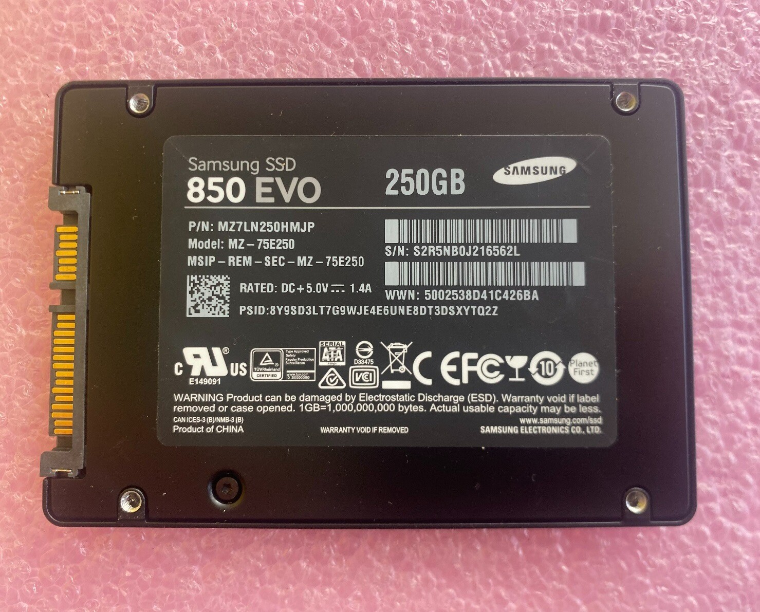 Samsung 850EVO MZ-75E250 250GB 2.5" SATA III MZ7LN250HMJP Solid State Drive