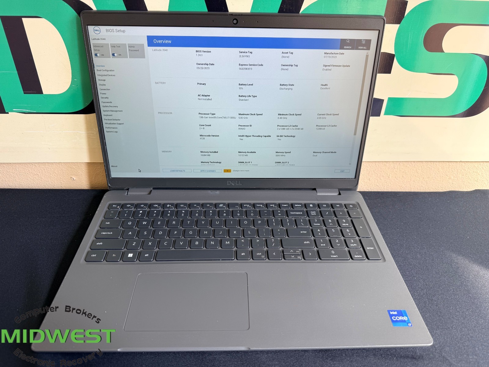 Dell Latitude 3540 i7-1355U 4.25GHz 16GB RAM No OS/HDD/SSD
