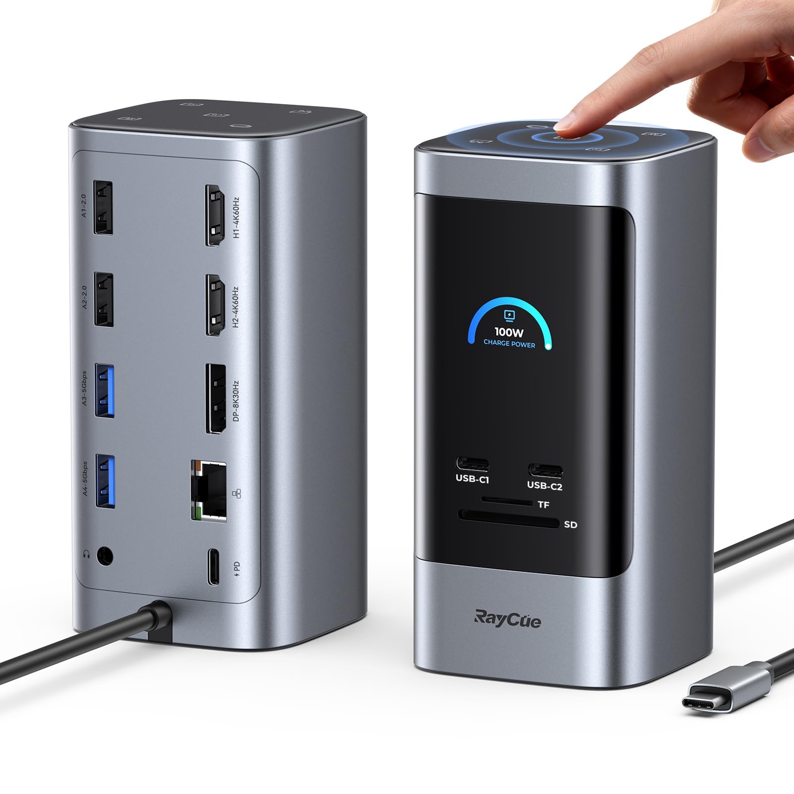 RayCue 15 in 1 Laptop Docking Station 3 Monitors, Triple 8K Display with 3 HD...