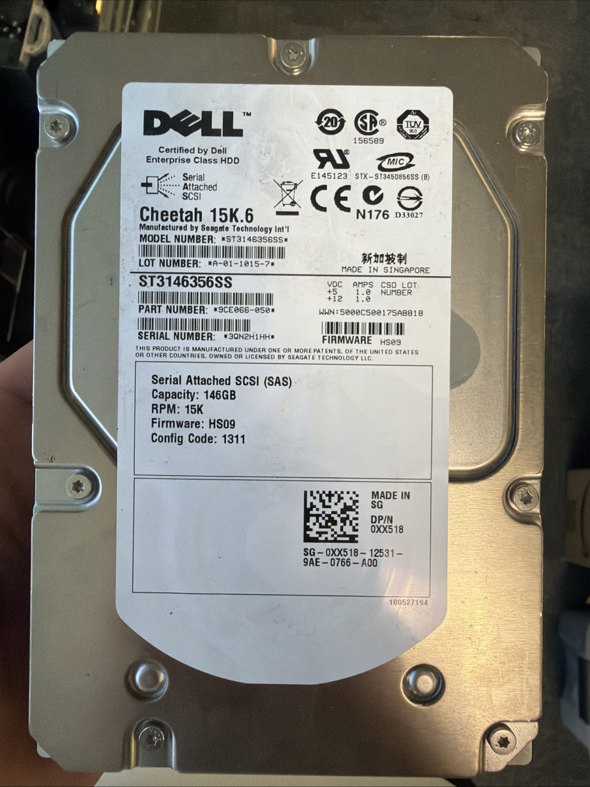 Dell Cheetah 15K.5 146 GB,Internal,15000 RPM,3.5" (XX518) HDD