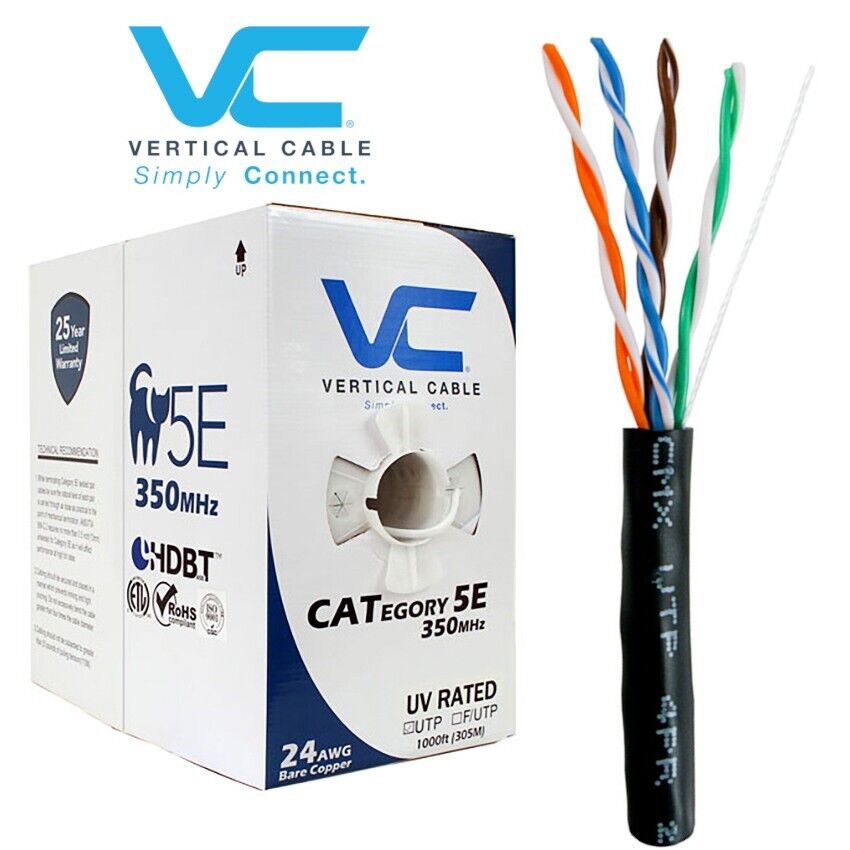 1000' Cat5e UV Resistant Cable Pull Box Black 059-484/CMX