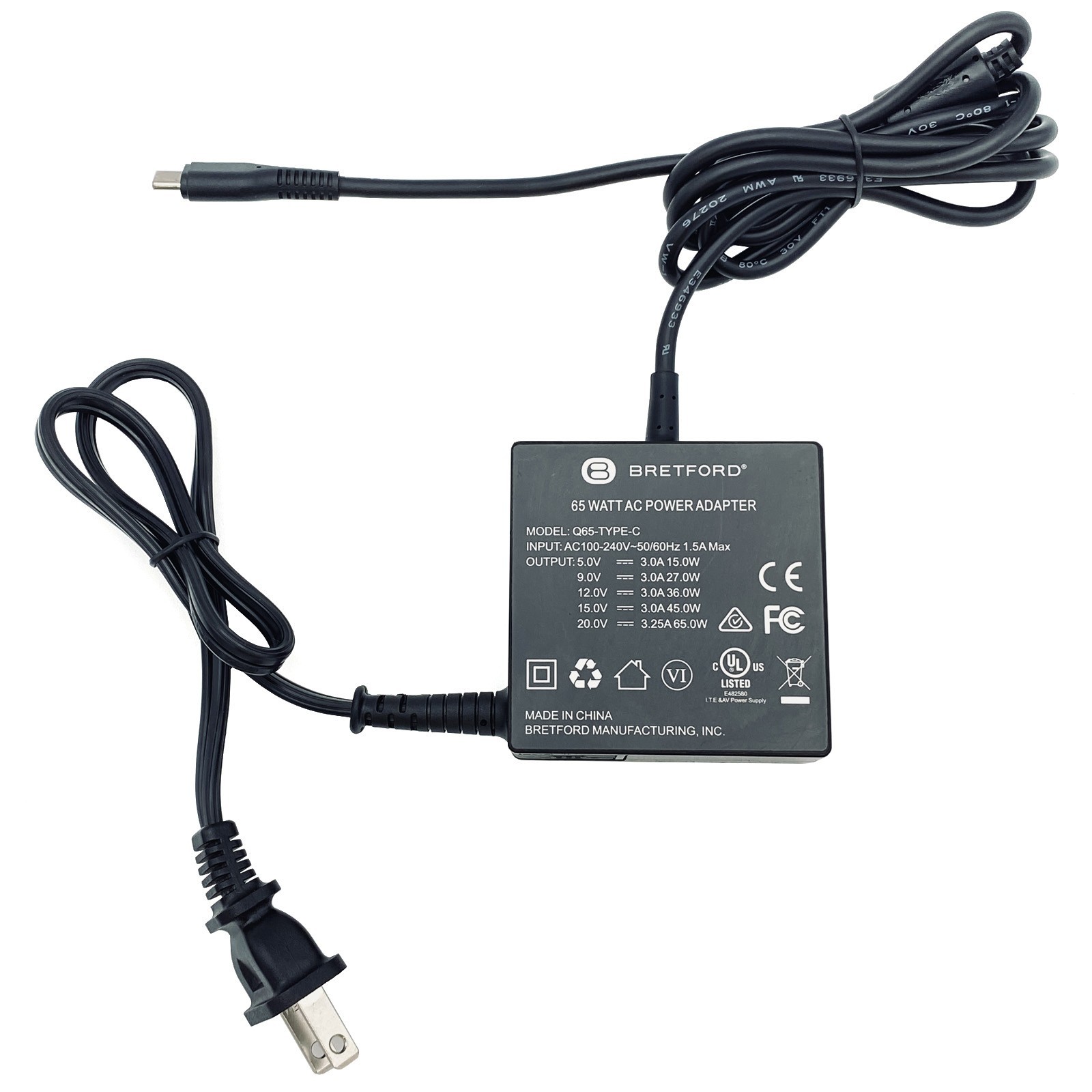 Original Bretford 65W USB-C Adapter Charger for MSI Prestige 13 14 AI EVO Laptop