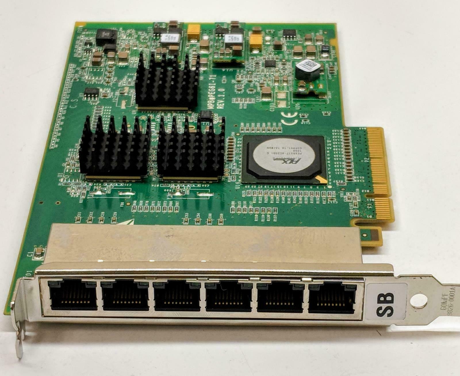 Dell YK537 6-Port RJ-45 Network Card 1Gbps PCIe x 8 NIC 76-0939639-A, hi profile