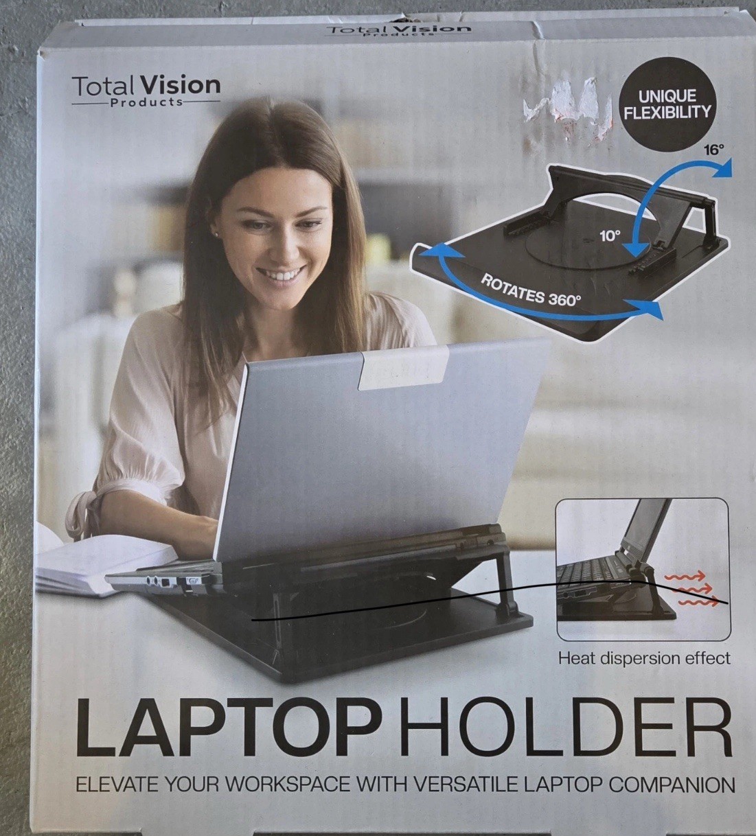Total Vision Laptop Holder Stand Adjustable Rotating 360° Heat Dispersion