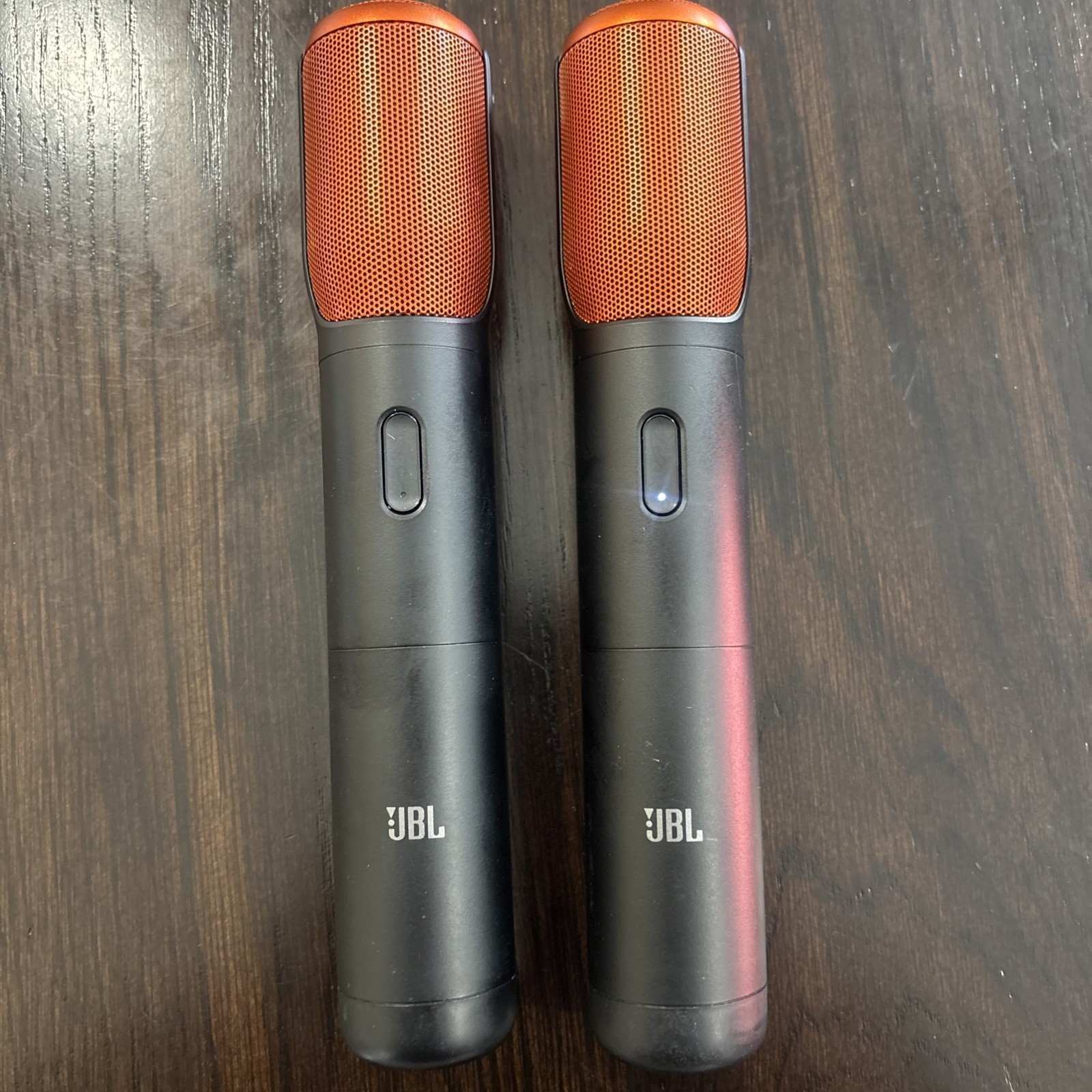(2) JBL Partybox Encore Bluetooth Wireless Microphones Black Orange Tested 