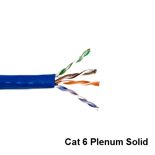 Kentek Blue 1000ft Cat6 Plenum CMP Solid Bulk Cord 23AWG 600MHz Pure Copper RJ45