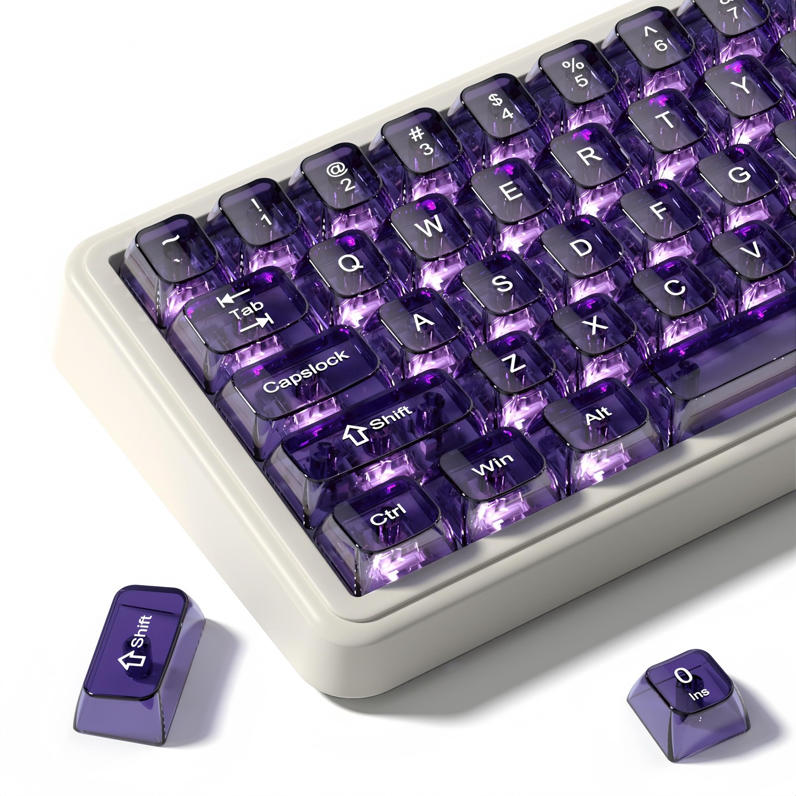 dagaladoo Clear keycaps,Transparent Keyboard keycaps,Jelly Key caps Purple