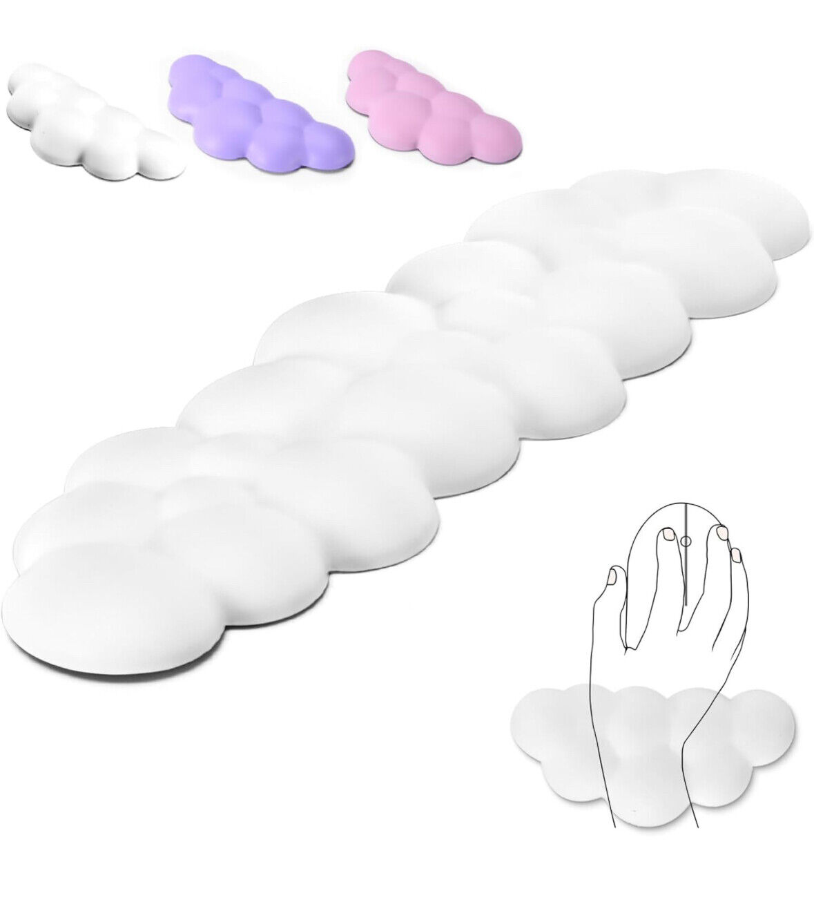 Keyboard Cloud Wrist Rest Pad Cloud Mouse Arm Wrist Cute Memory Foam Pink 2 Pcs
