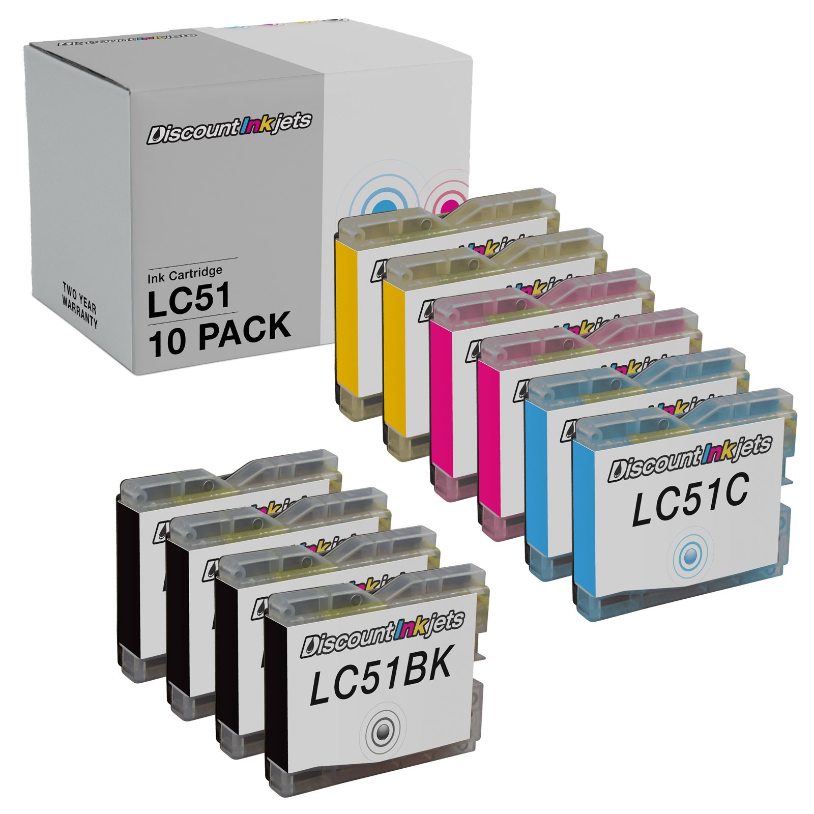 10PK LC51 LC-51 for Brother Black & Color Ink Cartridges set MFC-685cw MFC-440CN